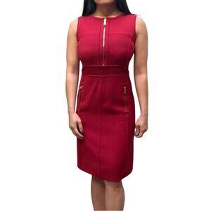 Tory Burch Sleeveless Wool Dress with Pockets, Red, size 2